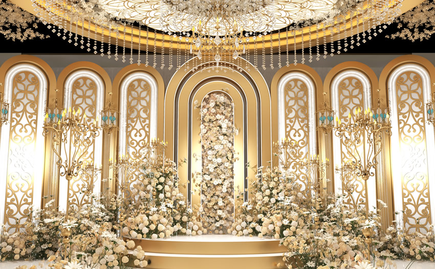 梨树香槟色调婚礼堂效果展示